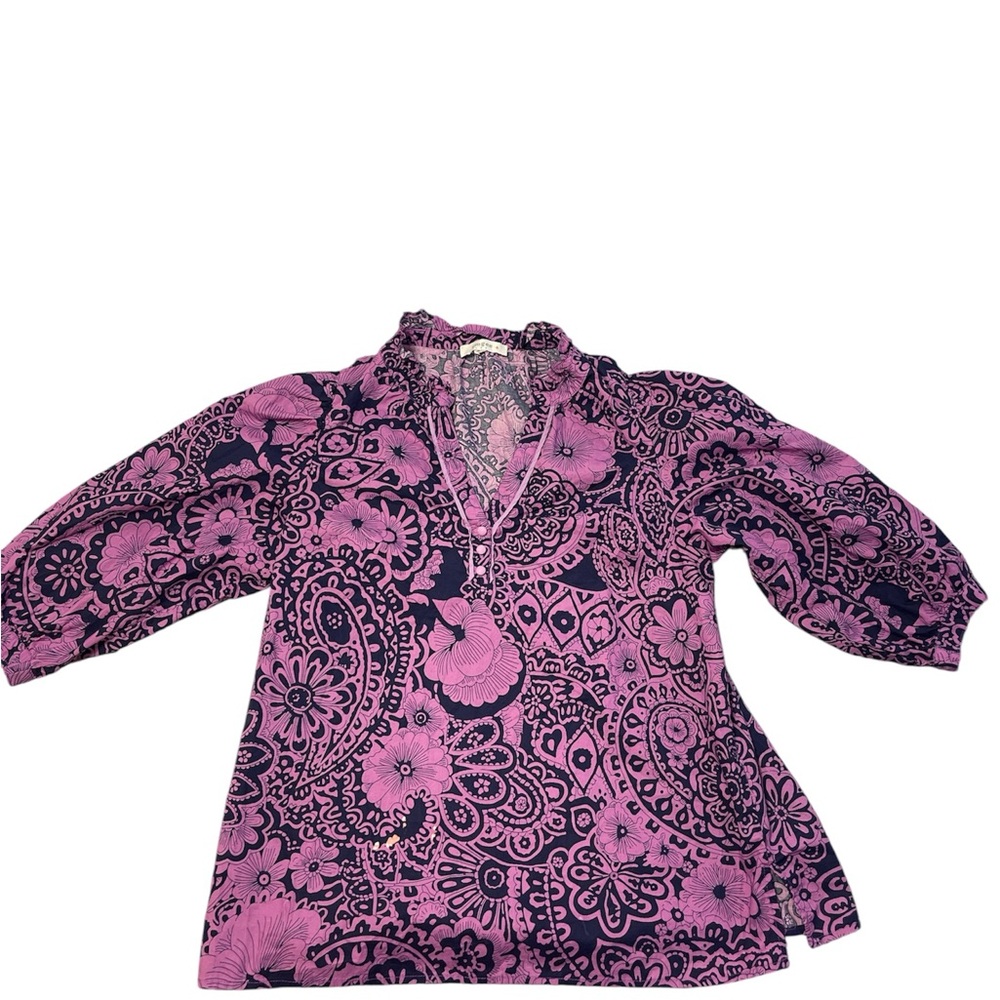 Umgee Pink and Black Floral Blouse